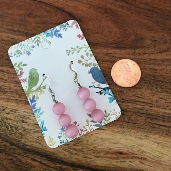 Vintage Cotton Candy Pink Glass Drop Earrings - Picture 2 of 2